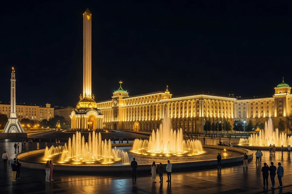 La place Rynok de Lviv et ses façades baroques colorées face à la place de l'Indépendance de Kyiv