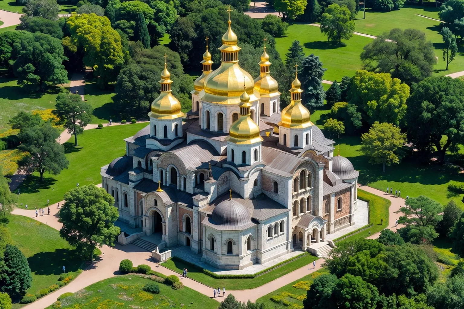 Cathedrale Sainte-Sophie de Kiev XIe siecle avec ses coupoles dorees