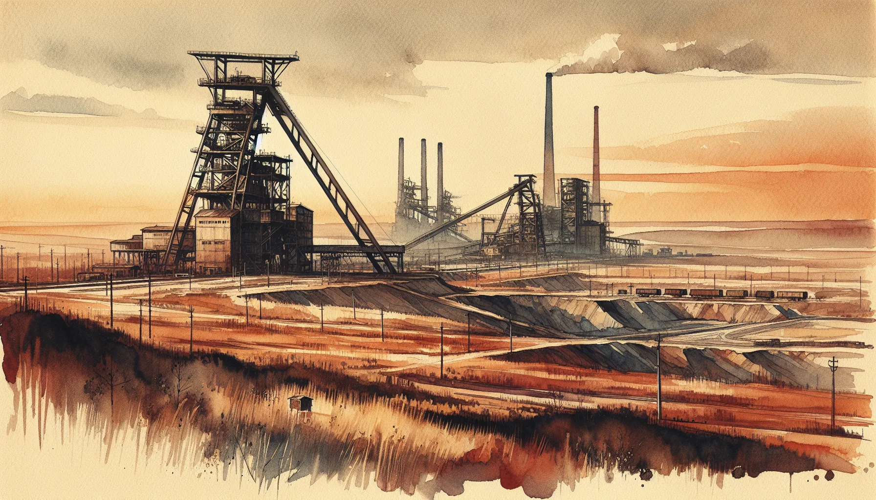 Paysage du Donbass, r&eacute;gion mini&egrave;re et industrielle de l'est de l'Ukraine