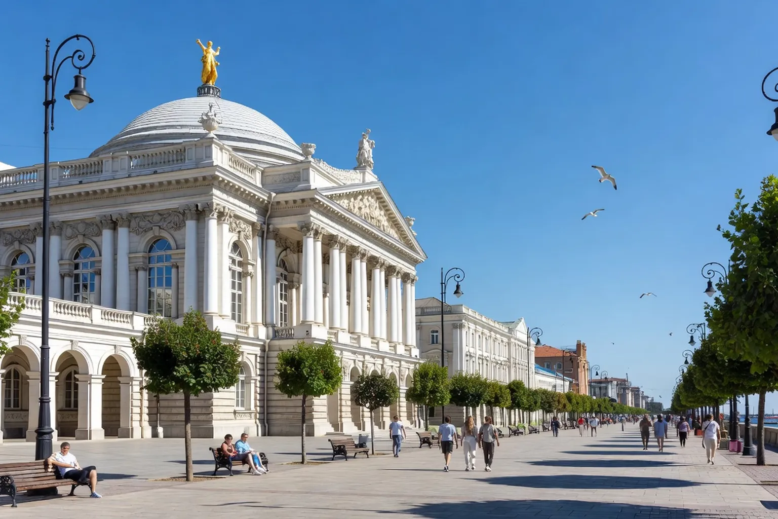Vue panoramique de l'Opéra national d'Odessa et le boulevard Primorsky, architecture néoclassique ukrainienne