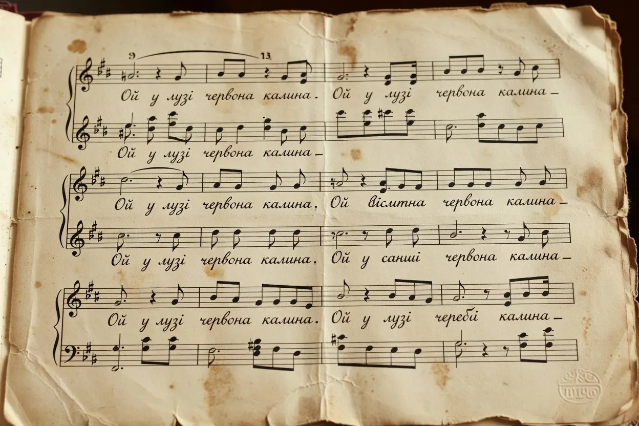 Partition ancienne de l'hymne national ukrainien avec paroles en ukrainien