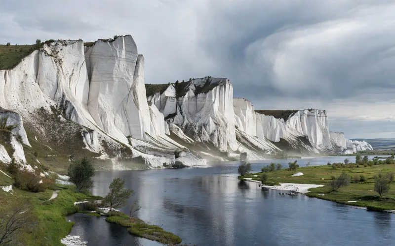 Luhansk region chalk cliffs on Seversky Donets river
