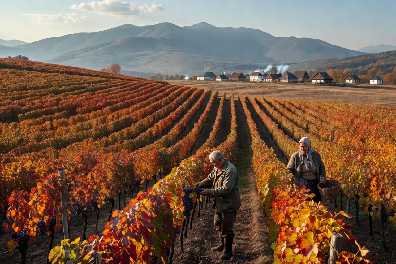 Vignobles de Transcarpatie sur des coteaux au pied des Carpates ukrainiennes