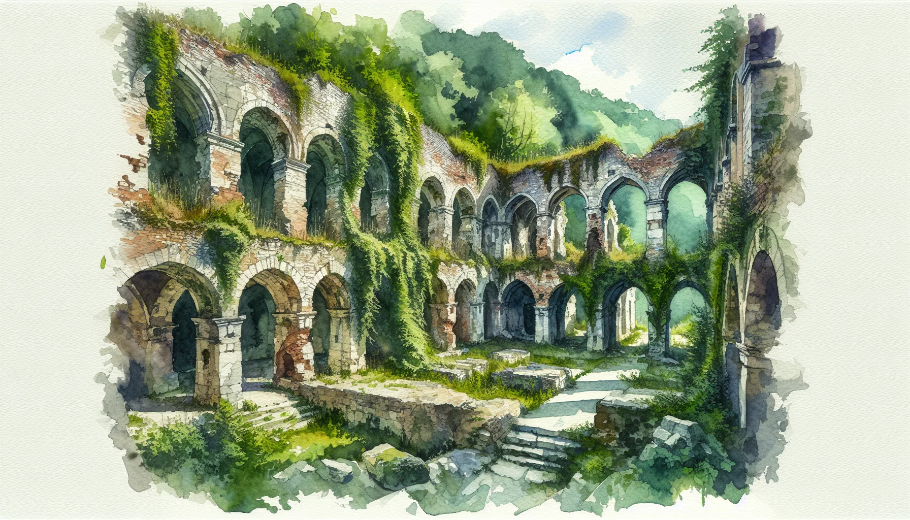 Ruines imposantes du fort de Tarakaniv dans la r&eacute;gion de Rivne, ancienne forteresse militaire envahie par la v&eacute;g&eacute;tation