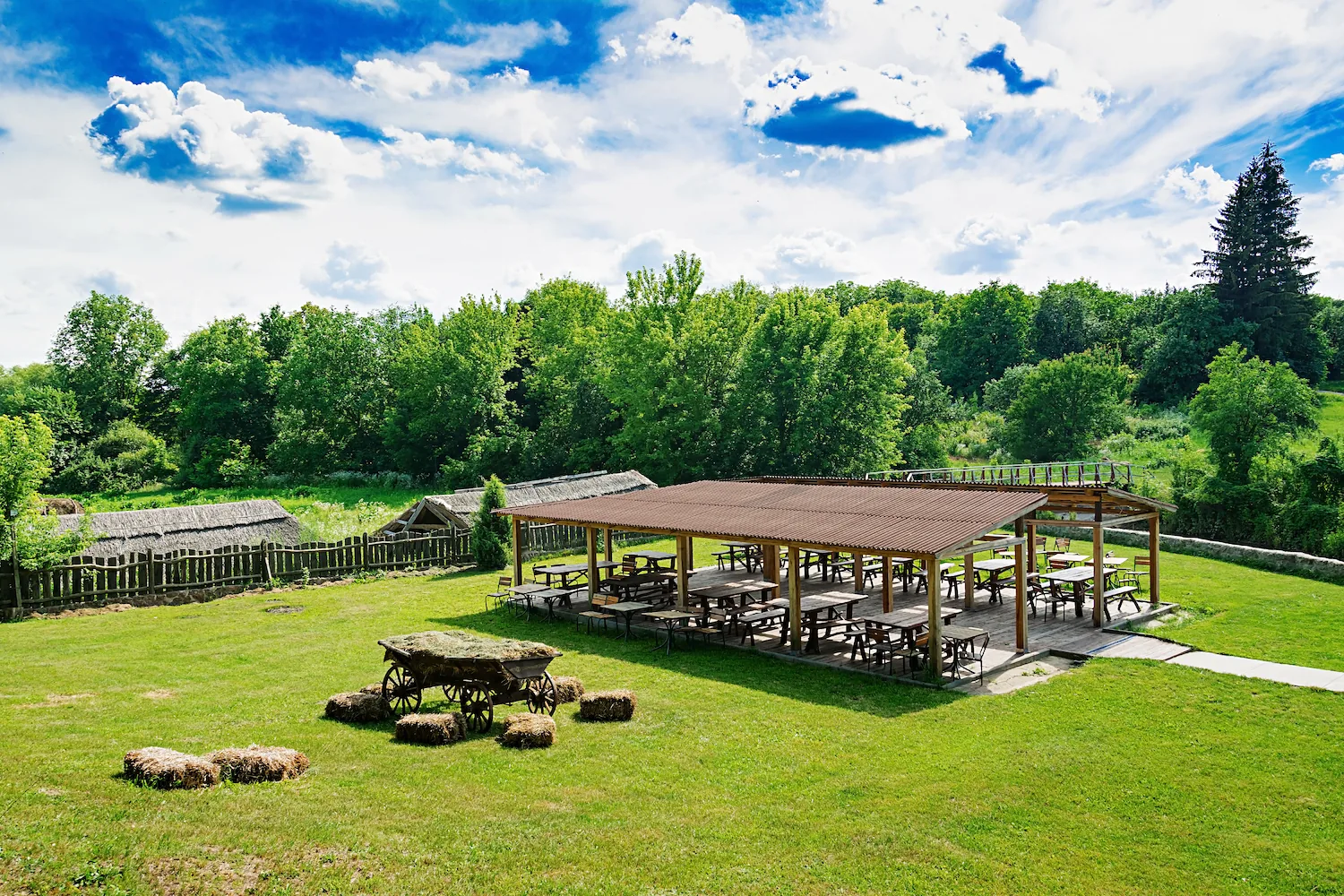 Paysage rural typique de la r&eacute;gion de Tcherkassy, chemin de terre entre champs et for&ecirc;ts